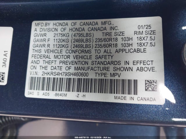 Honda Cr-v Ex-l Awd 2025 2HKRS4H79SH460600 Image 9