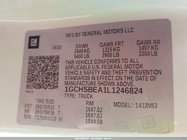 1GCHSBEA1L1246824 Chevrolet Colorado 2wd Long Box Wt