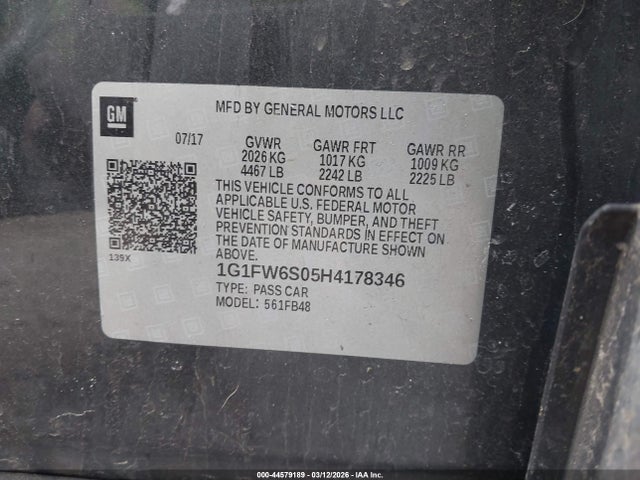 1G1FW6S05H4178346 Chevrolet BOLT EV LT