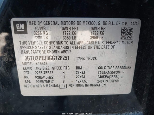 Aukcja sprzedaży 2016 Gmc Sierra 1500 Denali, vin: 3GTU2PEJ0GG128251, numer aukcji: 44579206