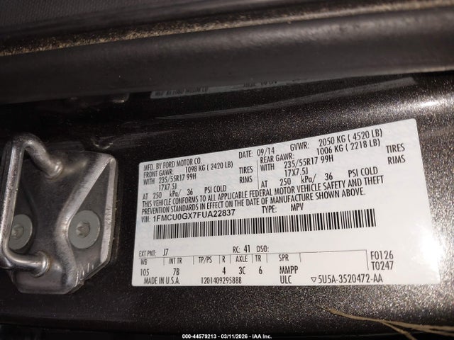 Продаж на аукціоні авто 2015 Ford Escape Se, vin: 1FMCU0GX7FUA22837, номер лоту: 44579213