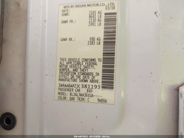 Nissan Maxima 3.5 Sv 2018 1N4AA6AP2JC381193 Image 9