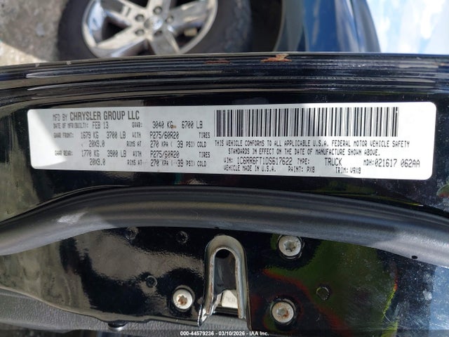 2013 Ram 1500 Express მანქანა იყიდება აუქციონზე, vin: 1C6RR6FT1DS617622, აუქციონის ნომერი: 44579236