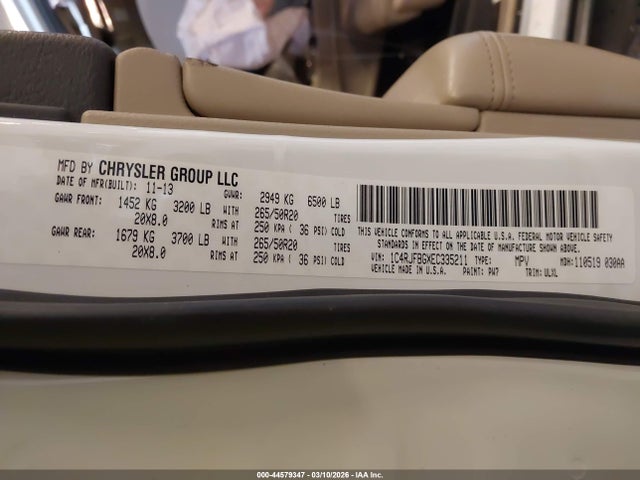 Продаж на аукціоні авто 2014 Jeep Grand Cherokee Limited, vin: 1C4RJFBGXEC335211, номер лоту: 44579347