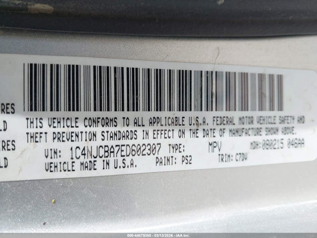Продажа на аукционе авто 2014 Jeep Compass Sport, vin: 1C4NJCBA7ED602307, номер лота: 44579355