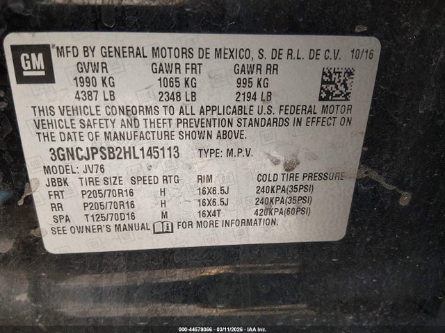 2017 CHEVROLET TRAX 3GNCJPSB2HL145113 Photo 8