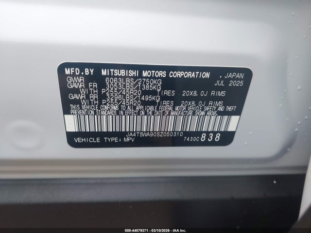 2025 MITSUBISHI OUTLANDER PHEV JA4T5WA90SZ050310 Photo 8