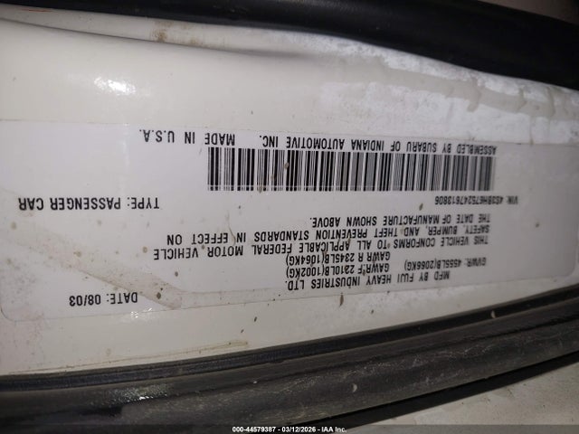 44579387 :رقم المزاد ، 4S3BH675247613806 vin ، 2004 Subaru Outback مزاد بيع