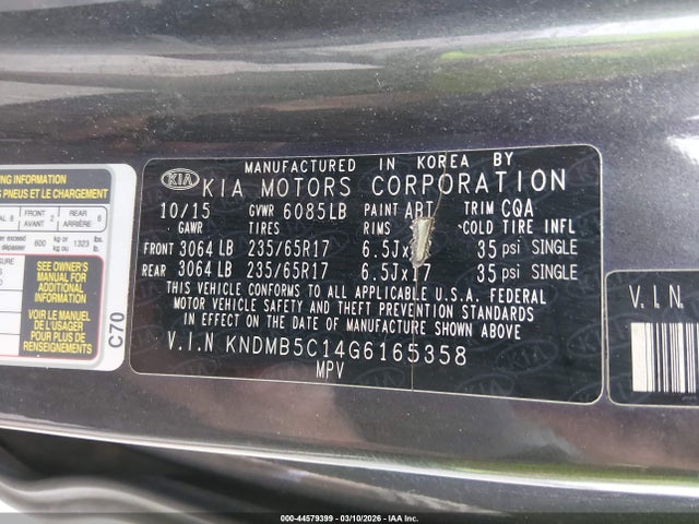 2016 KIA SEDONA KNDMB5C14G6165358 Photo 8