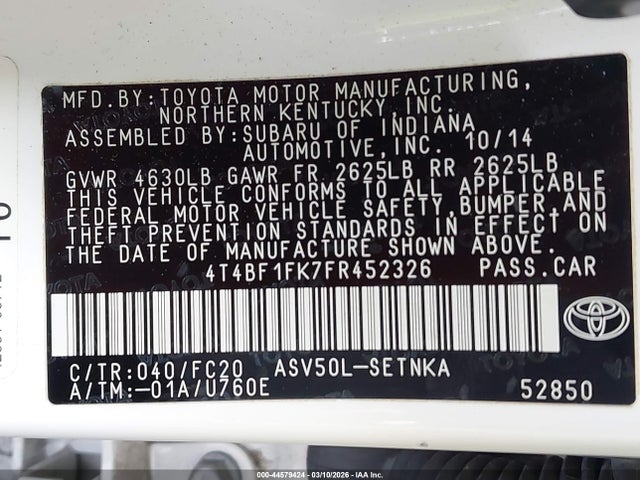 Toyota Camry 2015 4T4BF1FK7FR452326 Image 22