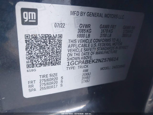 1GCPABEK2NZ576614 Chevrolet Silverado 1500 2wd Short Bed Custom