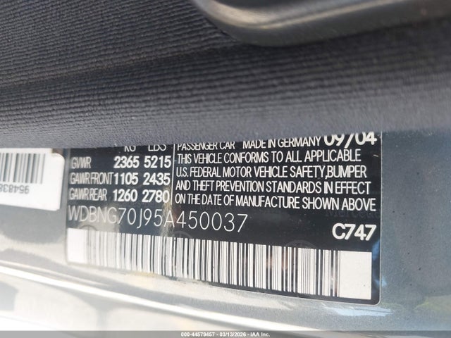 Продажа на аукционе авто 2005 Mercedes-benz S 430, vin: WDBNG70J95A450037, номер лота: 44579457