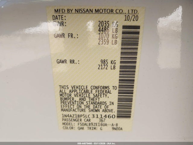 2020 NISSAN LEAF 1N4AZ1BP5LC311460 Photo 8