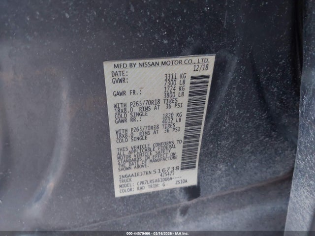 Nissan TITAN S 2019 1N6AA1EJ7KN516738 Image 9