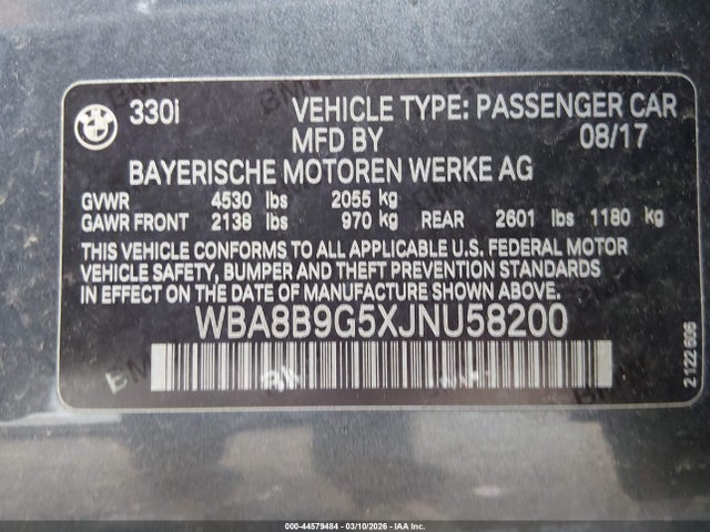 Продаж на аукціоні авто 2018 Bmw 330i, vin: WBA8B9G5XJNU58200, номер лоту: 44579484