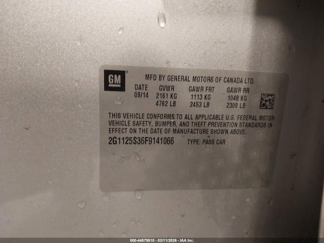 Продажа на аукционе авто 2015 Chevrolet Impala 2lt, vin: 2G1125S36F9141066, номер лота: 44579510