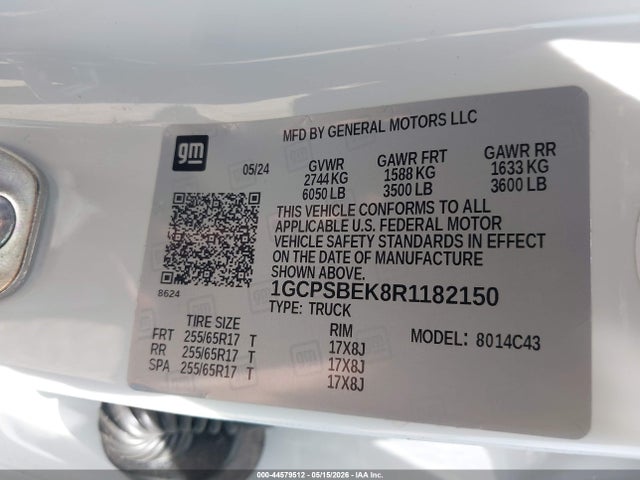 2024 Chevrolet Colorado 2wd Wt მანქანა იყიდება აუქციონზე, vin: 1GCPSBEK8R1182150, აუქციონის ნომერი: 44579512
