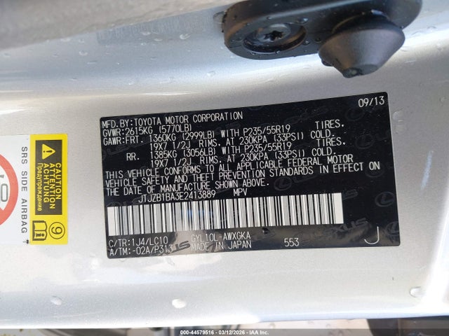 Lexus RX 450H 2014 JTJZB1BA3E2413889 Image 9