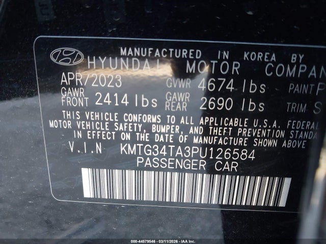 Aukcja sprzedaży 2023 Genesis G70 2.0t Rwd, vin: KMTG34TA3PU126584, numer aukcji: 44579546