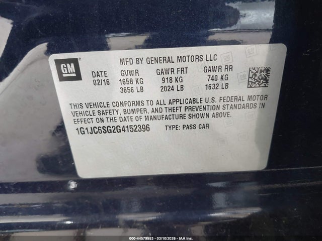 1G1JC6SG2G4152396 Chevrolet Sonic Lt Auto