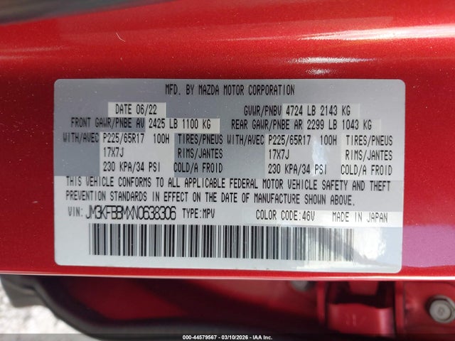 2022 MAZDA CX-5 JM3KFBBMXN0638306 Photo 8