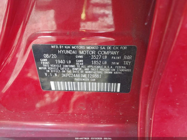 2021 HYUNDAI ACCENT 3KPC24A61ME129881 Photo 8