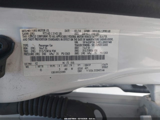 1FADP3K24EL260748 Ford FOCUS SE