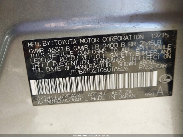Lexus IS 200T 2016 JTHBA1D21G5018526 Image 9