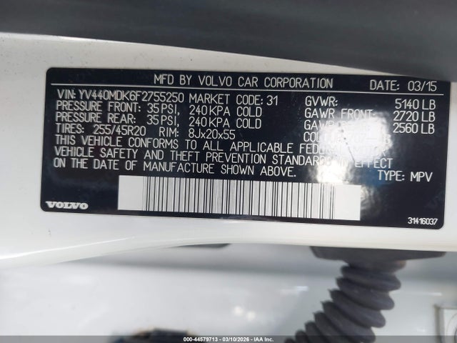 Volvo Xc60 T5 Premier 2015 YV440MDK6F2755250 Image 9