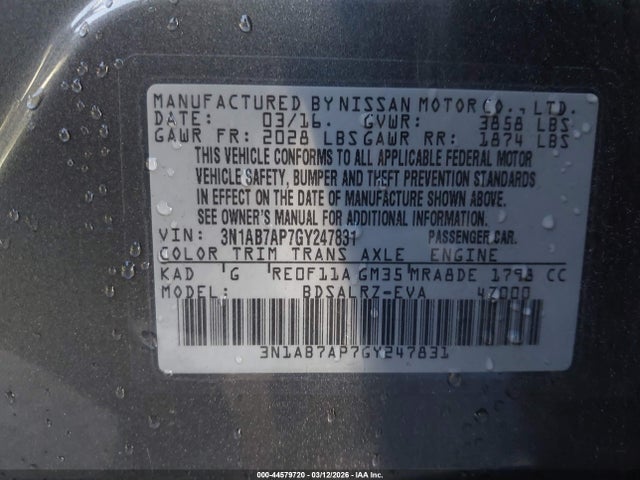 Nissan SENTRA SR 2016 3N1AB7AP7GY247831 Image 9