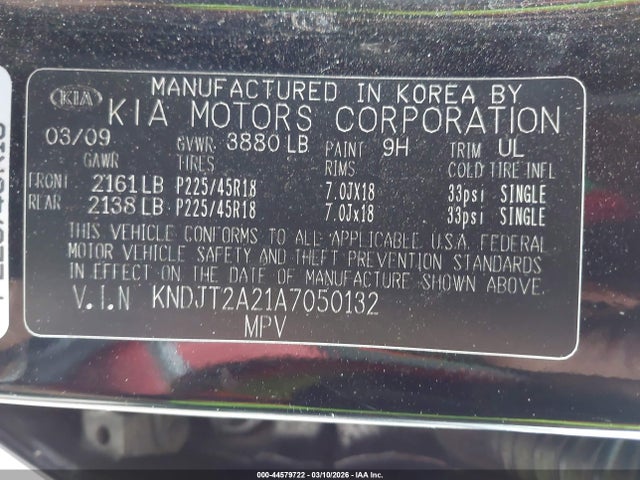 44579722 :رقم المزاد ، KNDJT2A21A7050132 vin ، 2010 Kia Soul Sport مزاد بيع