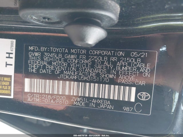 JTDKAMFU5M3151170 Toyota Prius Le