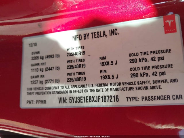 2018 TESLA MODEL 3 5YJ3E1EBXJF187216 Photo 8