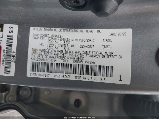 5TFCZ5AN8LX231184 Toyota Tacoma Trd Sport