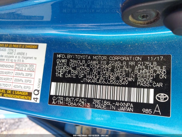JTNKARJE6JJ562349 Toyota COROLLA IM
