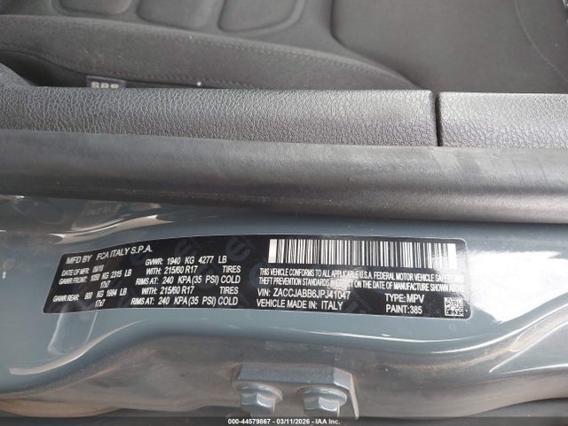 44579867 :رقم المزاد ، ZACCJABB6JPJ41047 vin ، 2018 Jeep Renegade Latitude Fwd مزاد بيع