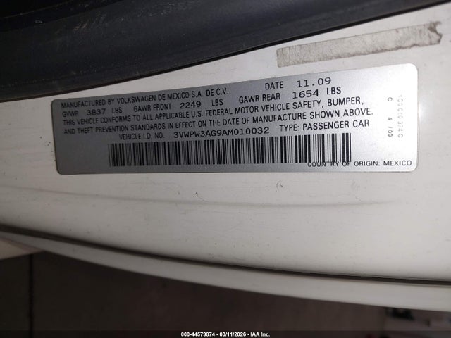 Aukcja sprzedaży 2010 Volkswagen New Beetle 2.5l Final Edition, vin: 3VWPW3AG9AM010032, numer aukcji: 44579874