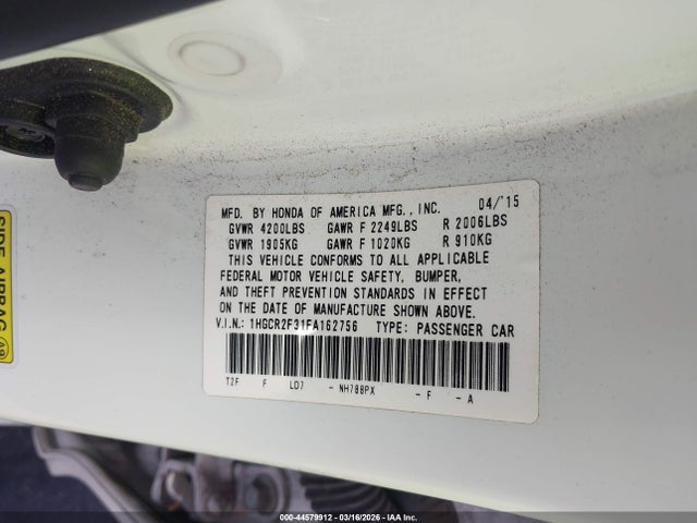 Honda ACCORD LX 2015 1HGCR2F31FA162756 Image 9