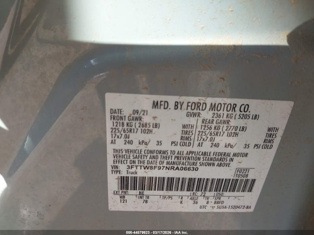 3FTTW8F97NRA06630 Ford Maverick Xlt