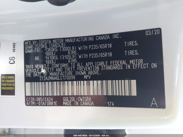 2T2AZMAA6LC170099 Lexus RX 350