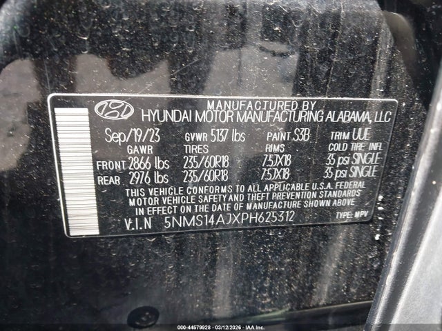 Aukcja sprzedaży 2023 Hyundai Santa Fe Se, vin: 5NMS14AJXPH625312, numer aukcji: 44579928