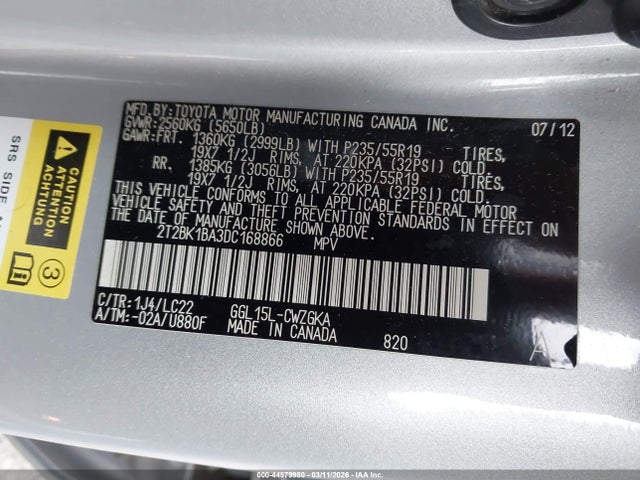 Продаж на аукціоні авто 2013 Lexus Rx 350 F Sport, vin: 2T2BK1BA3DC168866, номер лоту: 44579980