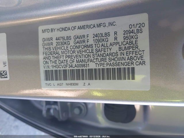 1HGCV2F34LA009831 Honda Accord Sport 2.0t