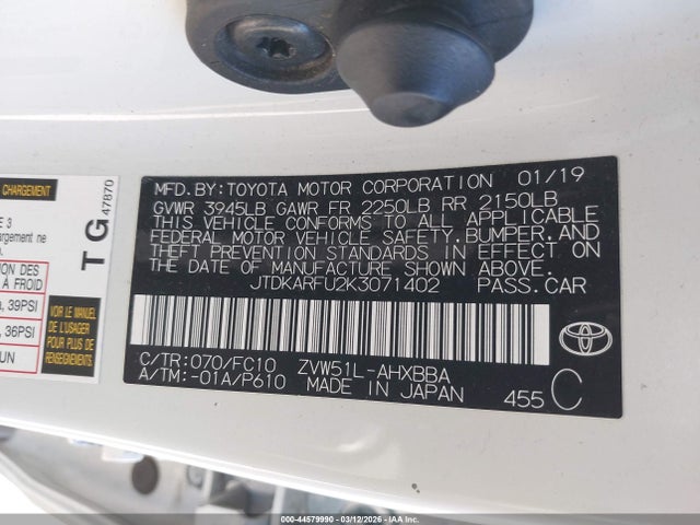 Toyota Prius L Eco 2019 JTDKARFU2K3071402 Image 9