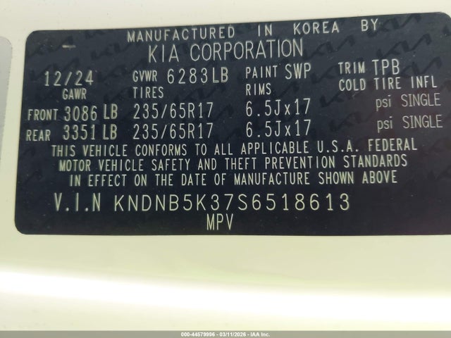 KIA Carnival Mpv Lxs 2025 KNDNB5K37S6518613 Image 9
