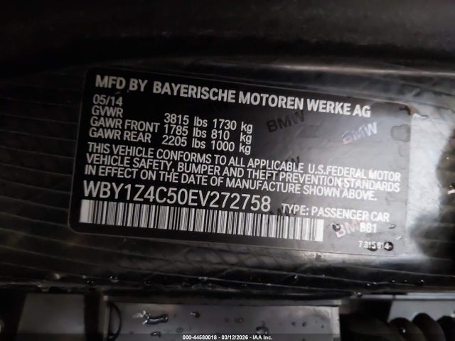 WBY1Z4C50EV272758 BMW I3 Base W/range Extender