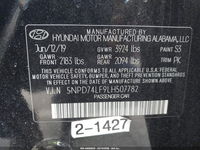 Hyundai ELANTRA SE 2020 5NPD74LF9LH507782 Image 9
