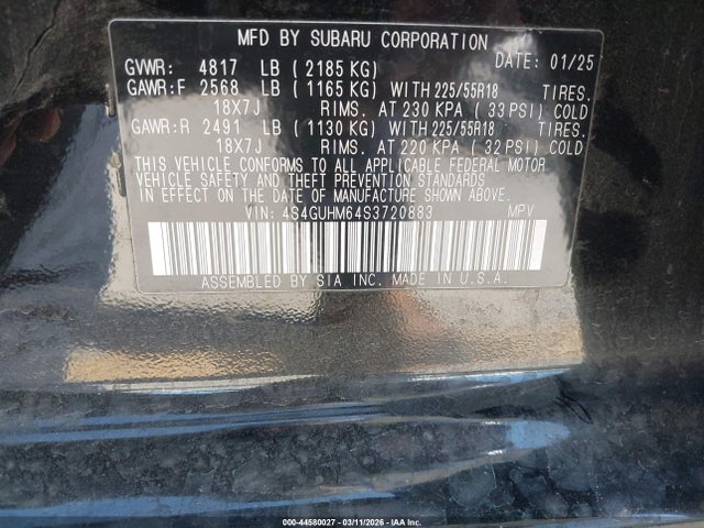 4S4GUHM64S3720883 Subaru Crosstrek Limited