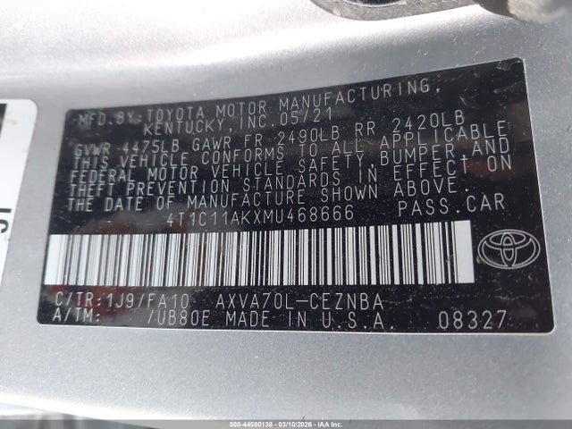 4T1C11AKXMU468666 Toyota CAMRY LE