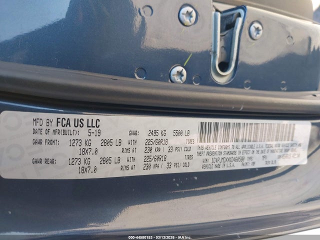 2019 Jeep Cherokee Limited 4x4 მანქანა იყიდება აუქციონზე, vin: 1C4PJMDXXKD460580, აუქციონის ნომერი: 44580153